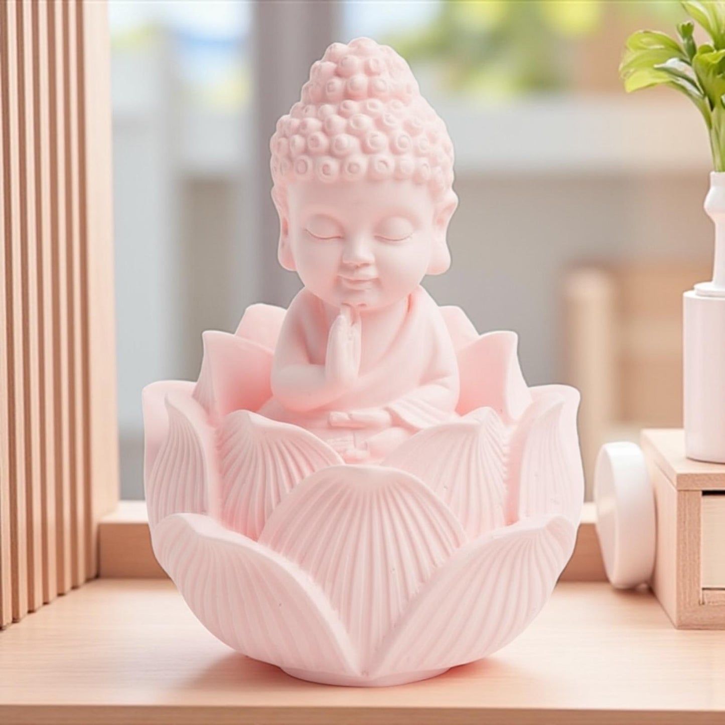 Bouddha Lotus – Rosé décoratif & diffuseur de parfum en Jesmonite. Fait main en France. Compatible avec nos fondants parfumés liquides. -20 % sur le fondant ajouté !