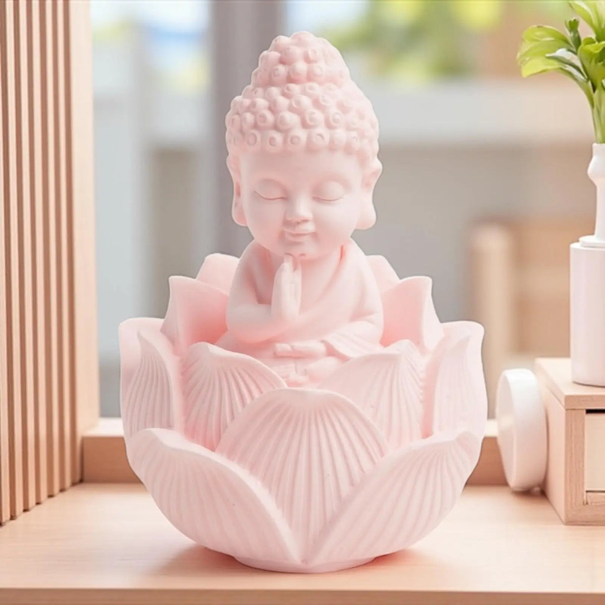 Bouddha Lotus en Jesmonite – Rosé | Diffuseur de parfum artisanal
