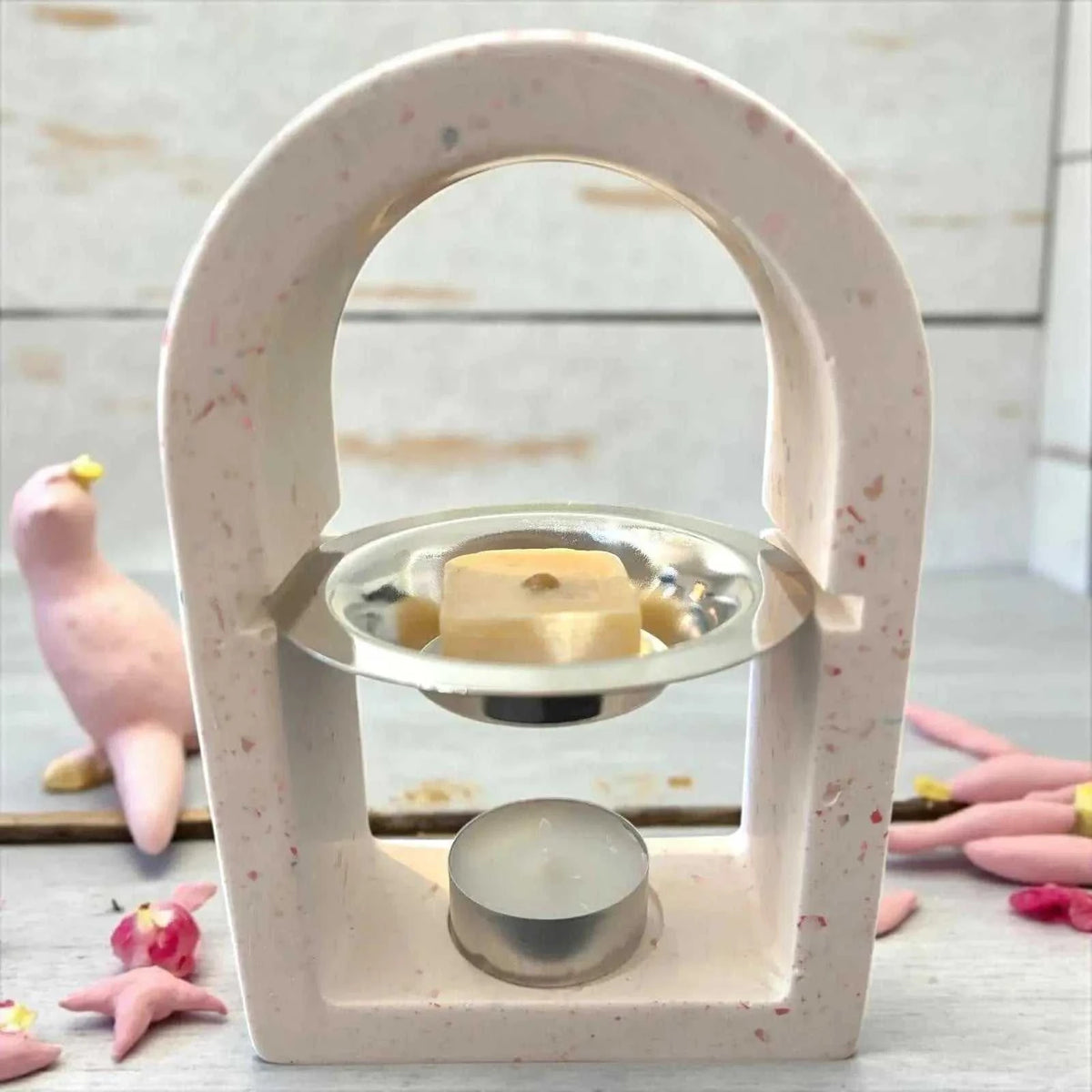 Brûleur à Parfum Arche en Jesmonite – Terrazzo Beige & Marron