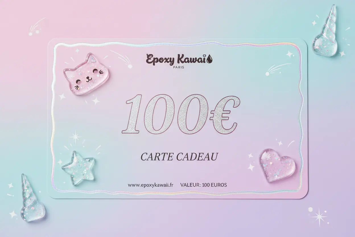 Offrez la Carte Cadeau Epoxy Kawaii : diffuseurs, vide-poches, coffrets et objets décoratifs personnalisés en Jesmonite. E-carte immédiate, valable 12 mois.