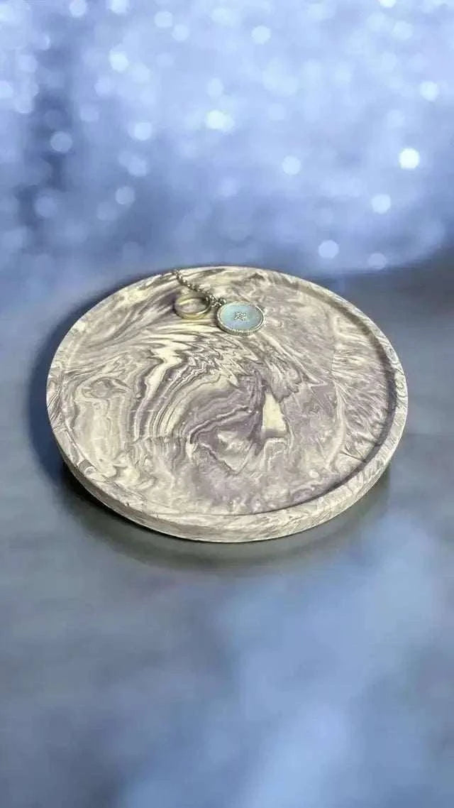 Vide-Poche Rond Marbré Violet Foncé & Blanc – Création artisanale en Jesmonite Epoxy Kawaii