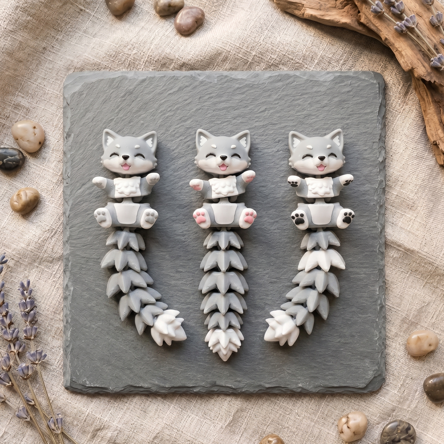 Porte-clé Loup articulé 3D – Bébé loup kawaii 🐺 Epoxy Kawaii