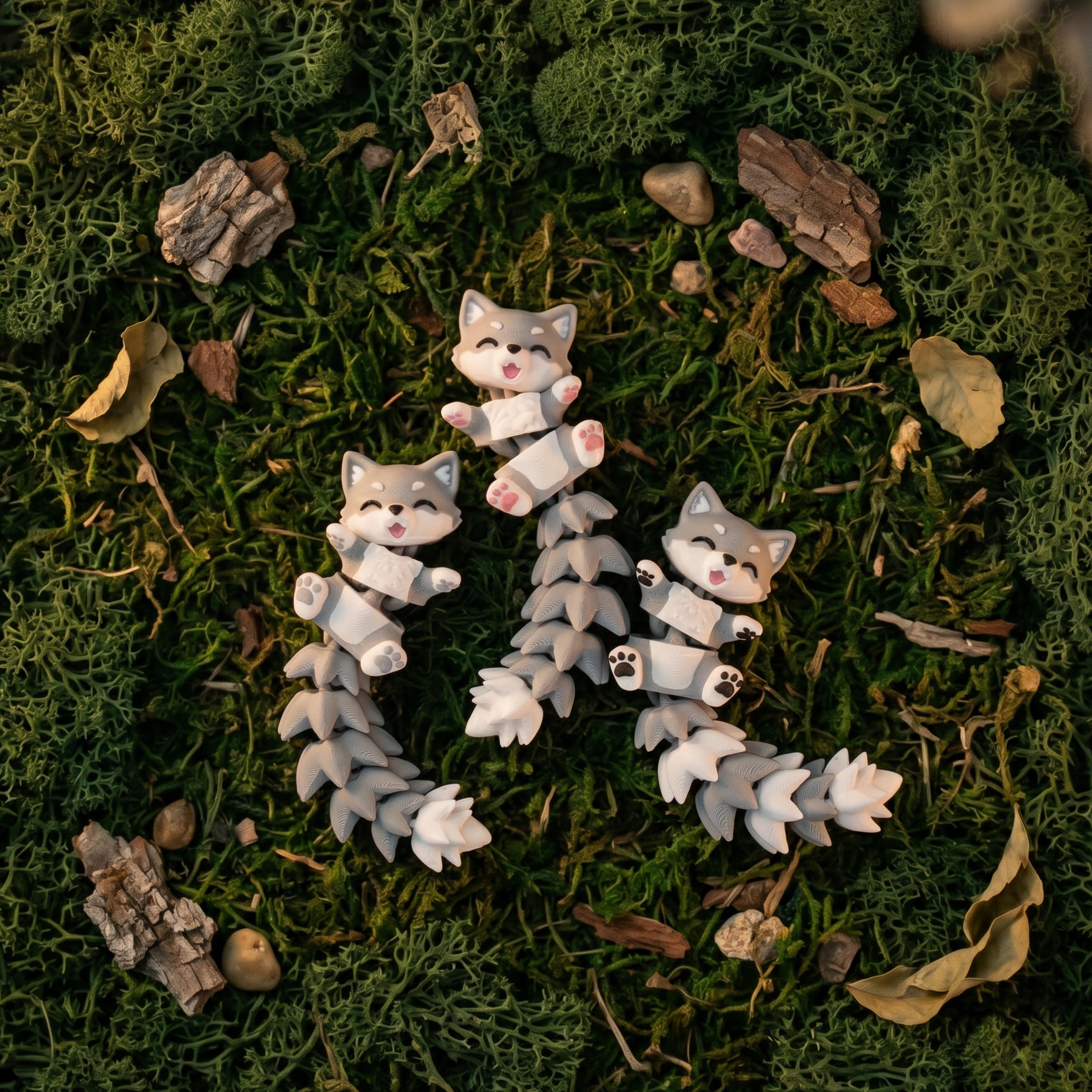 Porte-clé Loup articulé 3D – Bébé loup kawaii 🐺 Epoxy Kawaii