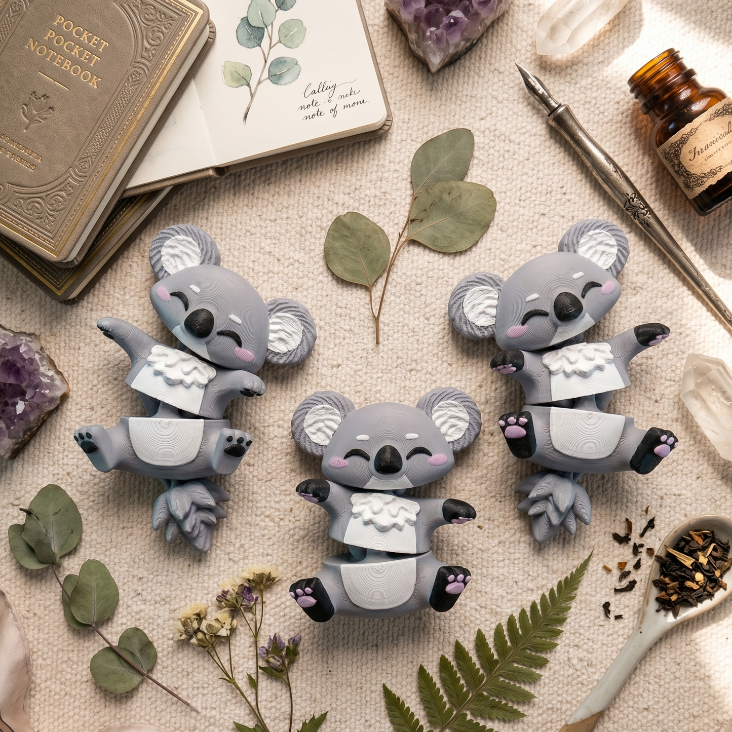 Porte-clé Koala articulé 3D – Bébé Koala Kawaii Epoxy Kawaii