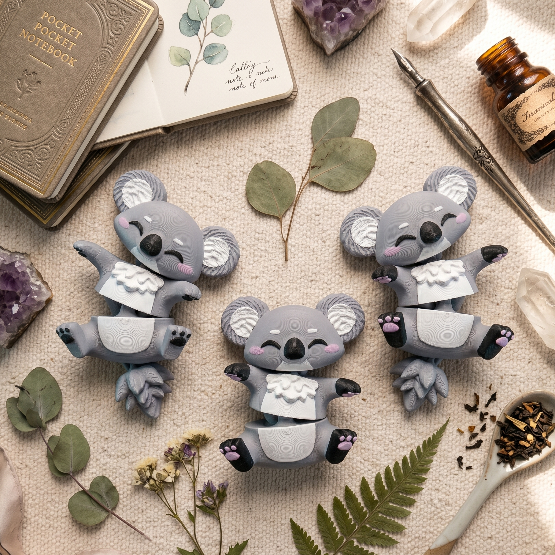 Porte-clé Koala articulé 3D – Bébé Koala Kawaii Epoxy Kawaii