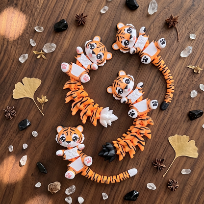 Collection de porte-clés tigres articulés 3D avec deux styles de queue
