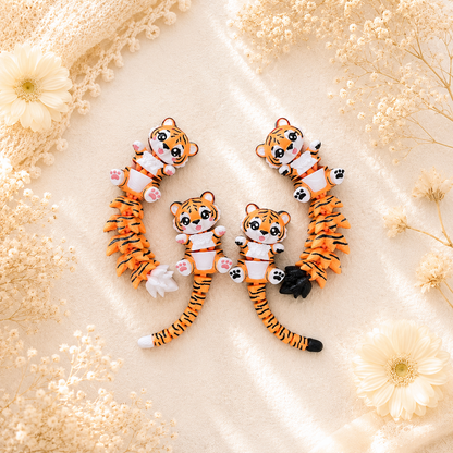 Collection de porte-clés tigres articulés 3D avec deux styles de queue