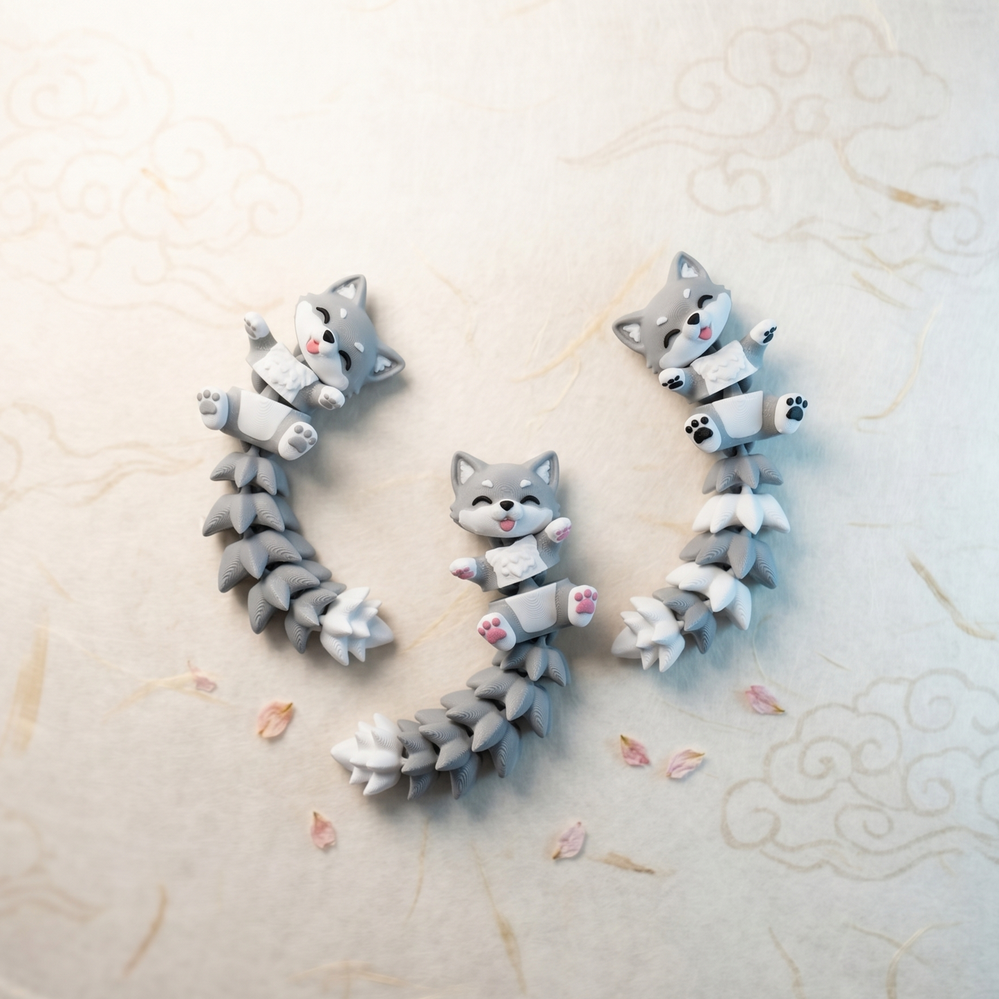 Porte-clé Loup articulé 3D – Bébé loup kawaii 🐺 Epoxy Kawaii