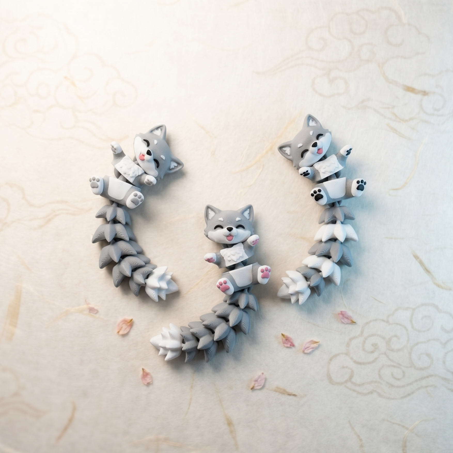 Porte-clé Loup articulé 3D – Bébé loup kawaii 🐺 Epoxy Kawaii