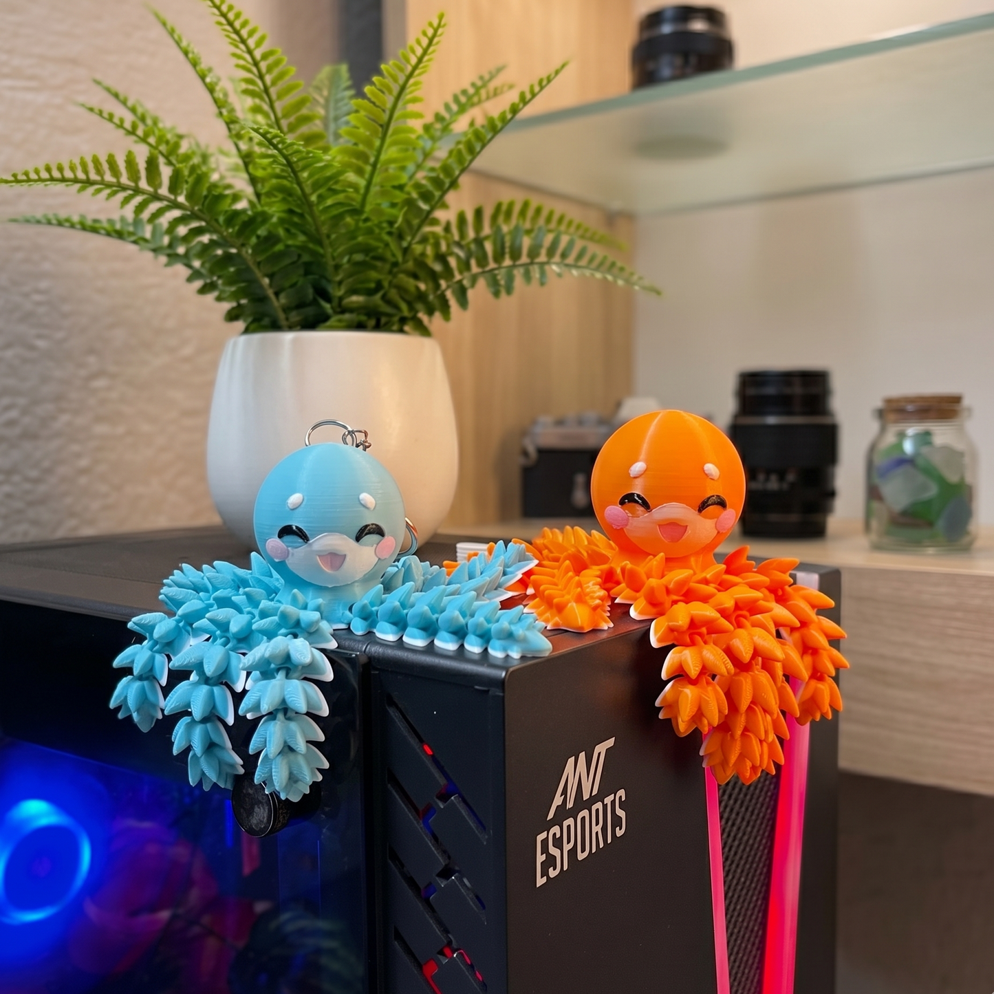 Porte-clé Poulpe articulé 3D – Fluffy Octopus Kawaii Epoxy Kawaii
