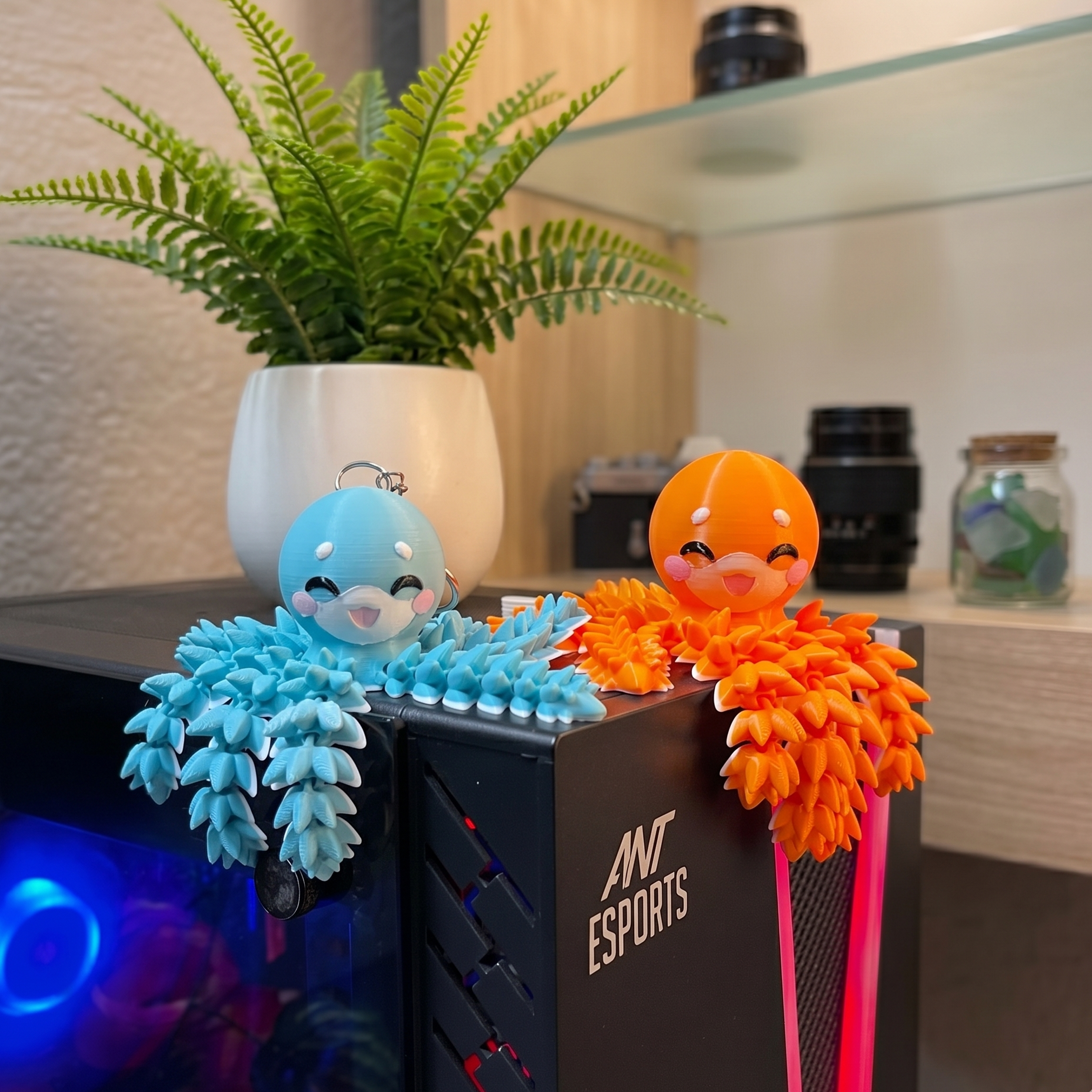 Porte-clé Poulpe articulé 3D – Fluffy Octopus Kawaii Epoxy Kawaii