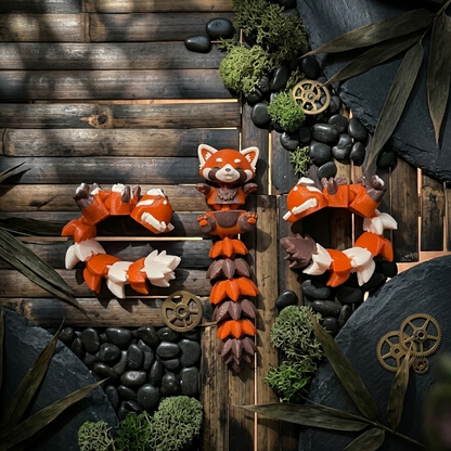 Porte-clés Panda Roux Articulé Kawaii – 3 Modèles 🦊🧡 Epoxy Kawaii