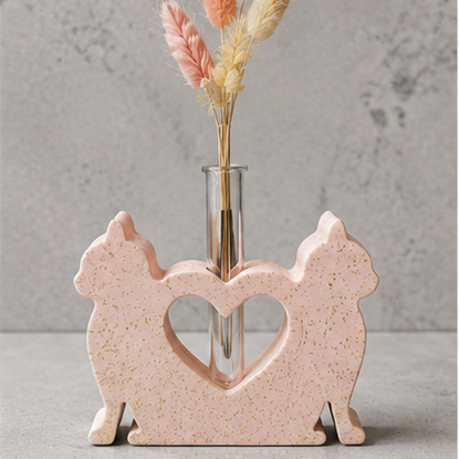 Soliflore Chats Amoureux en Jesmonite Personnalisable – Décoration Artisanale Romantique Epoxy Kawaii