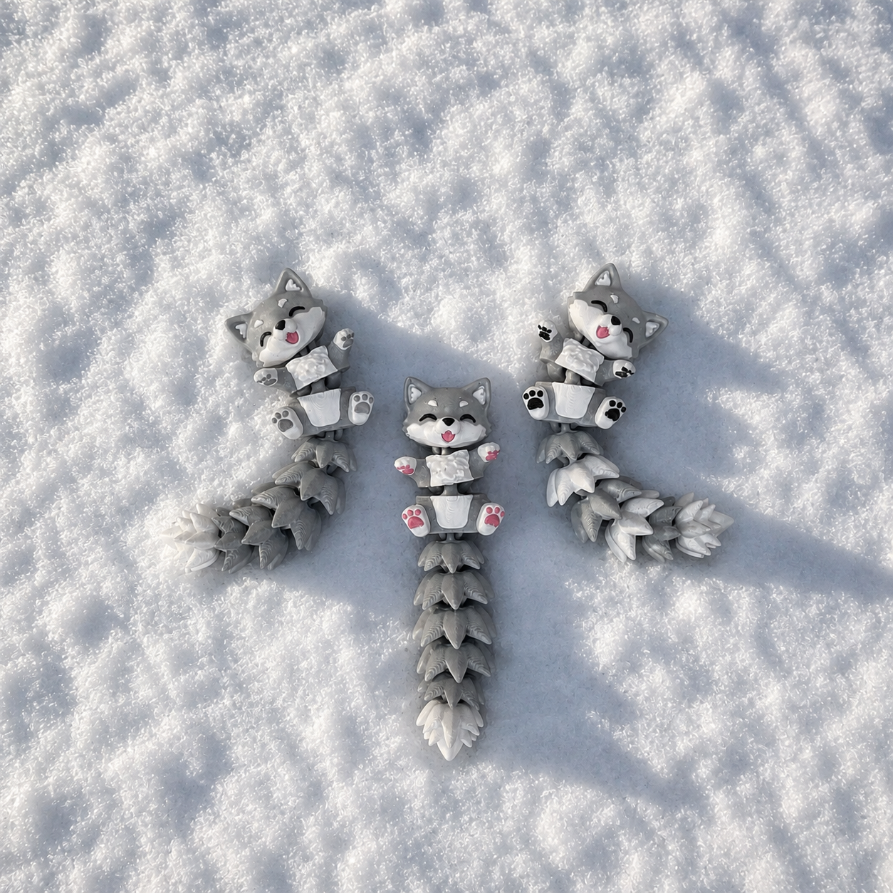Porte-clé animal articulé 3D loup kawaii