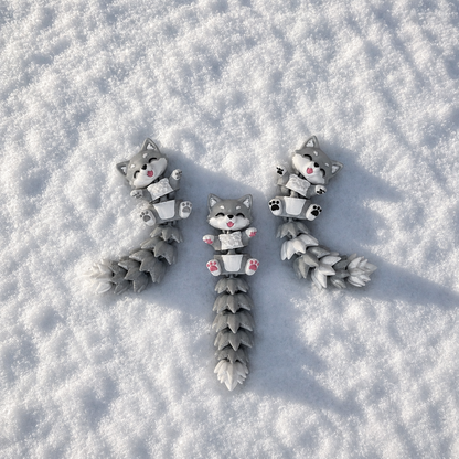 Porte-clé animal articulé 3D loup kawaii