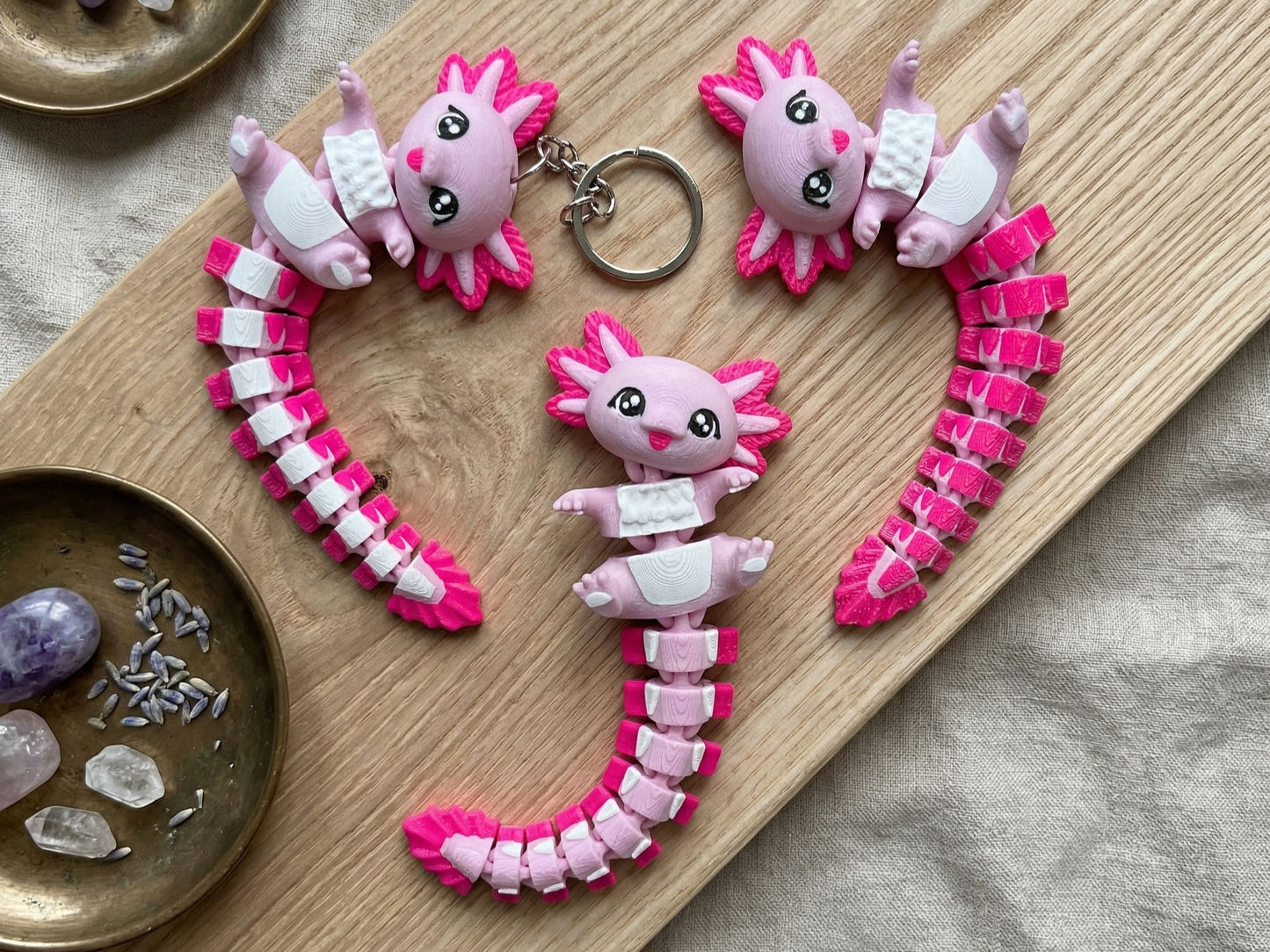 Porte-clé Axolotl articulé 3D – Bébé Axolotl Kawaii Epoxy Kawaii