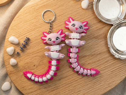Porte-clé Axolotl articulé 3D – Bébé Axolotl Kawaii Epoxy Kawaii