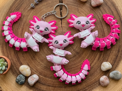 Porte-clé Axolotl articulé 3D – Bébé Axolotl Kawaii Epoxy Kawaii
