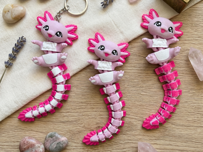 Porte-clé Axolotl articulé 3D – Bébé Axolotl Kawaii Epoxy Kawaii