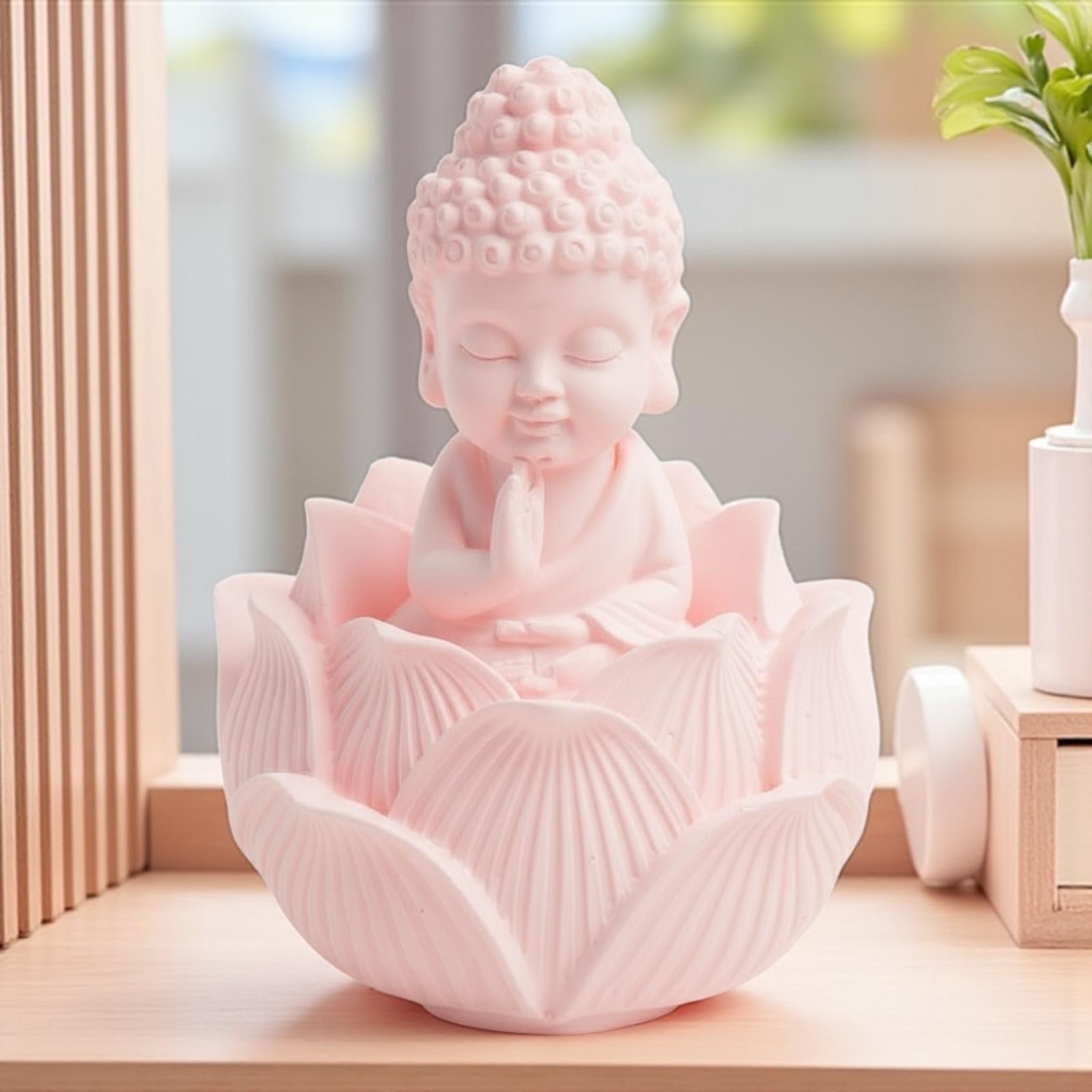 Bouddha Lotus – Rosé décoratif & diffuseur de parfum en Jesmonite. Fait main en France. Compatible avec nos fondants parfumés liquides. -20 % sur le fondant ajouté !