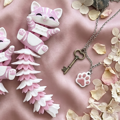 Porte-clés Chat Articulé Fluffy Tail – Garçon ou Fille, 4 Queues 🐱💕 Epoxy Kawaii