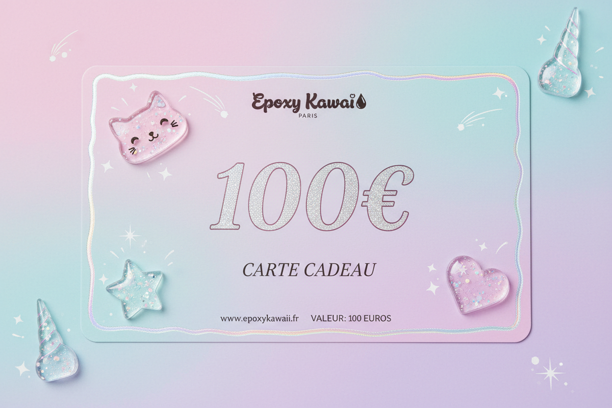 Offrez la Carte Cadeau Epoxy Kawaii : diffuseurs, vide-poches, coffrets et objets décoratifs personnalisés en Jesmonite. E-carte immédiate, valable 12 mois.