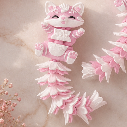 Porte-clés Chat Articulé Fluffy Tail – Garçon ou Fille, 4 Queues 🐱💕 Epoxy Kawaii