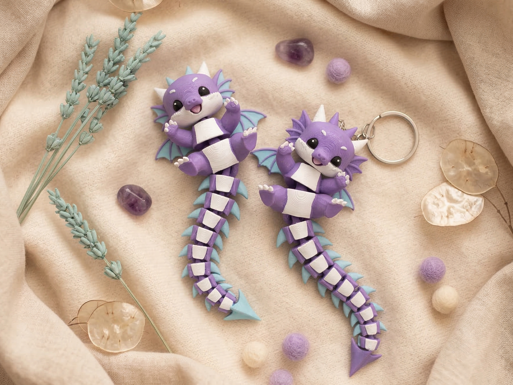 Porte-clé Dragon articulé 3D – Bébé Dragon Kawaii Epoxy Kawaii
