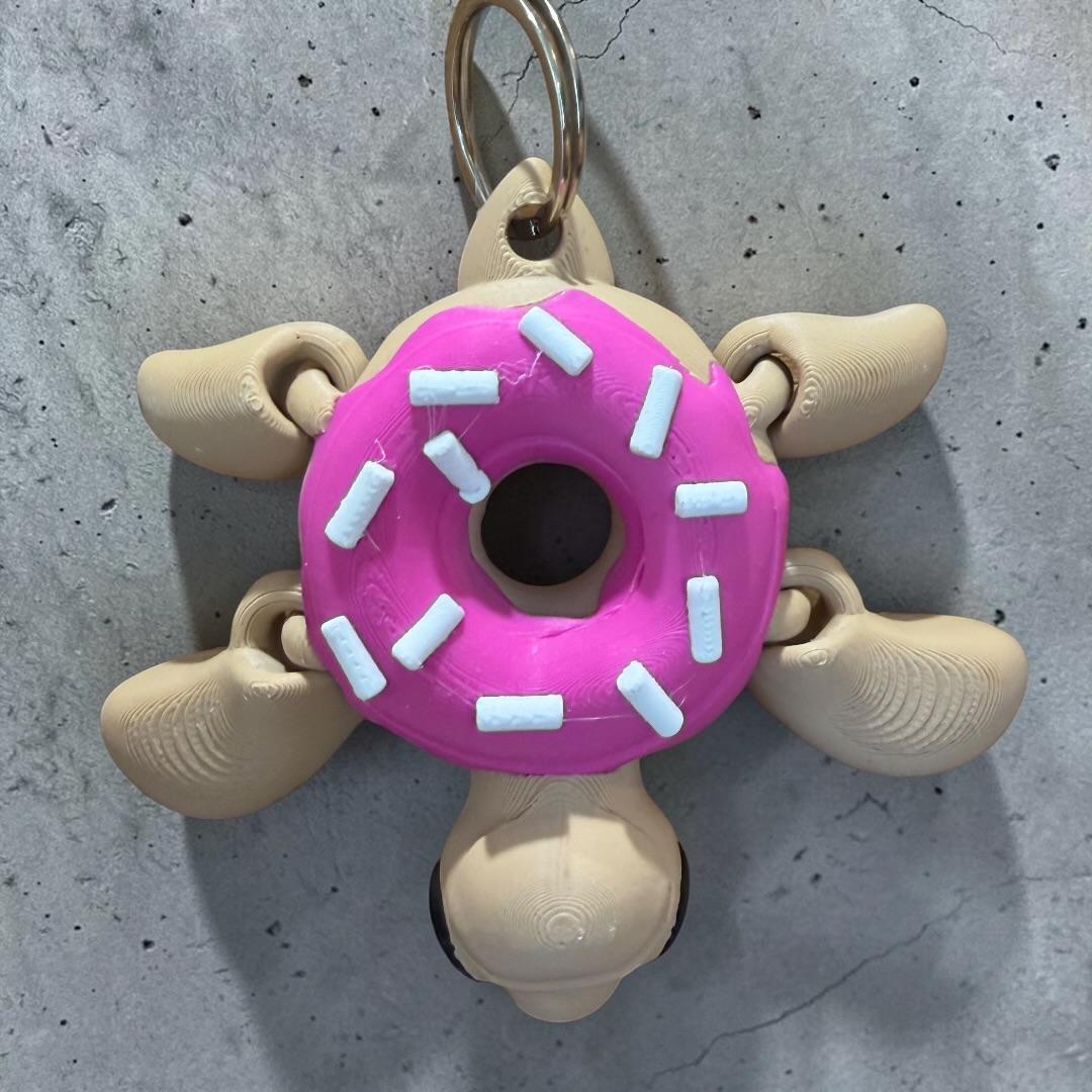 Porte clé tortue donut kawaii imprimé 3D