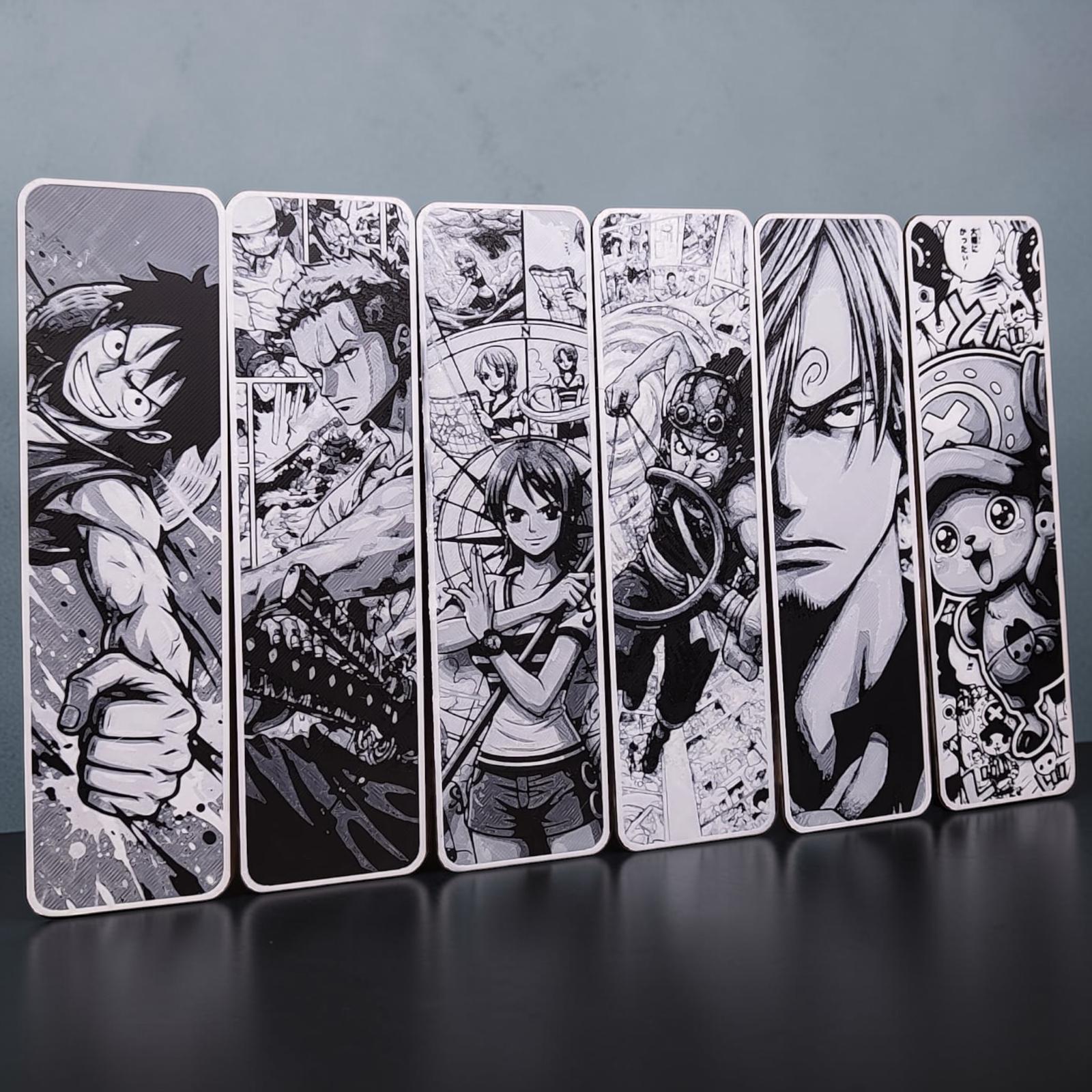 Marque-page style manga pirate en impression 3D noir et blanc avec plusieurs modèles de personnages au choix