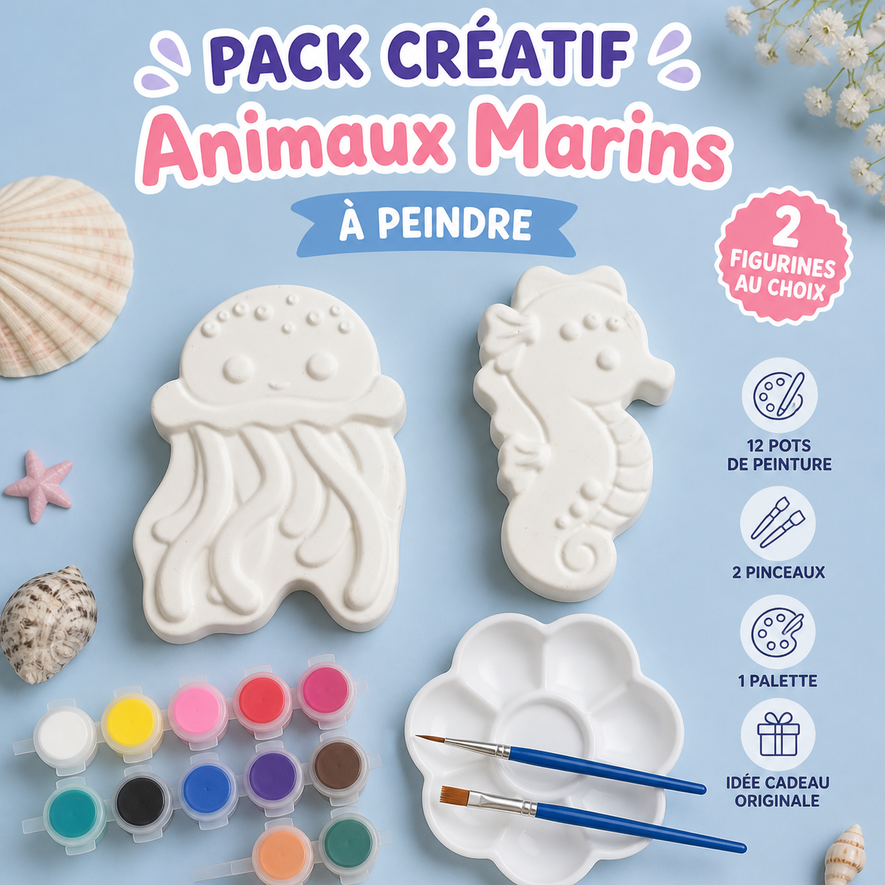 figurine animaux marins à peindre jesmonite