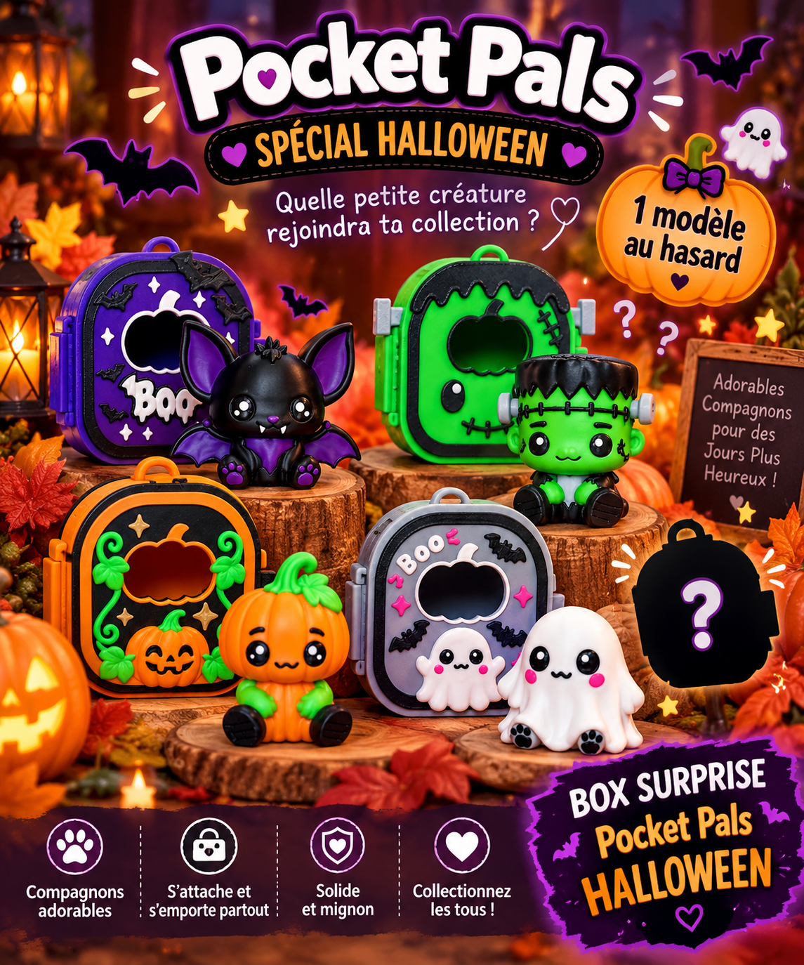 🎃 Box Surprise Pocket Pals Halloween – 1 modèle aléatoire Epoxy Kawaii