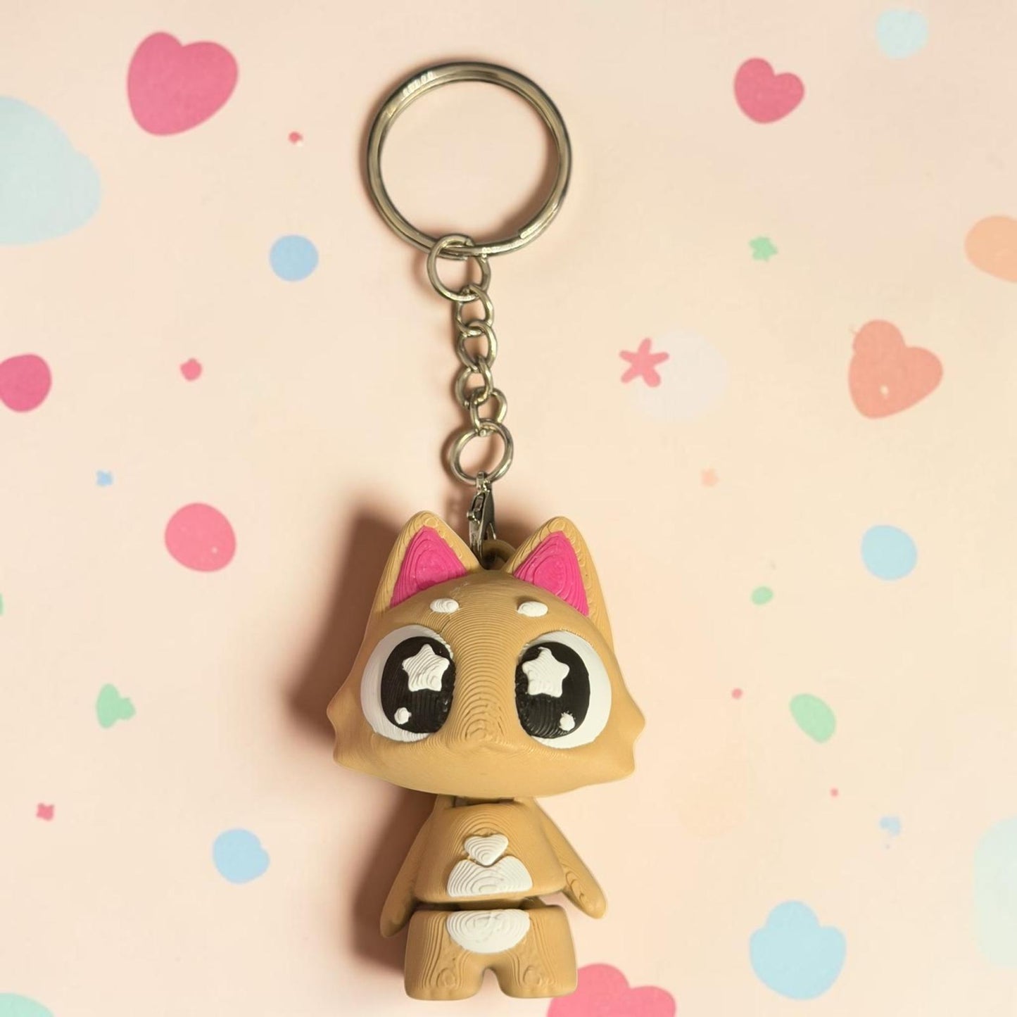 Porte-clés kawaii renard beige pastel