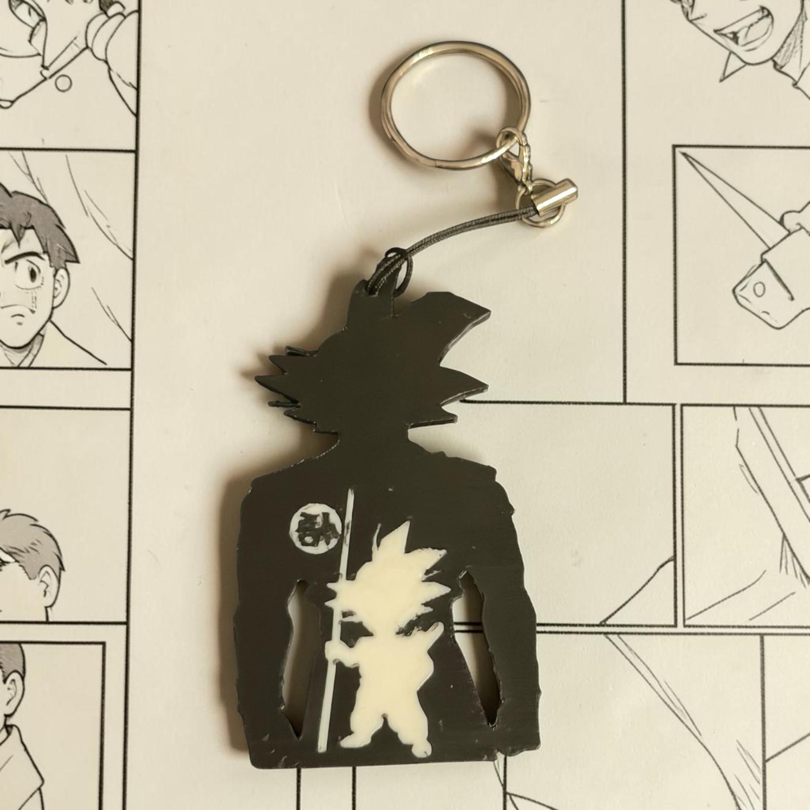 Porte-clés manga silhouette noir et blanc