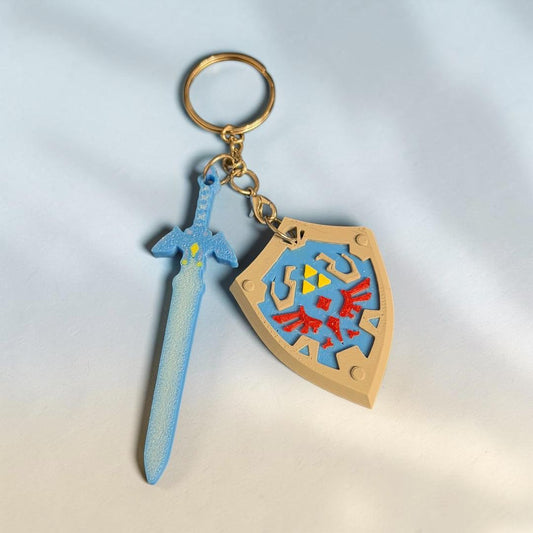 Porte clé fantasy épée et bouclier imprimé 3D
