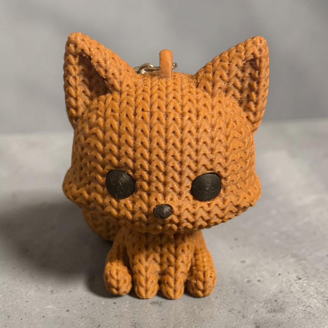 Porte clé renard kawaii effet tricot