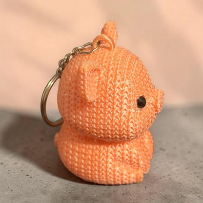 Porte-clé Cochon Effet Tricot Kawaii – Impression 3D Artisanale 🐷🧶💖 Epoxy Kawaii