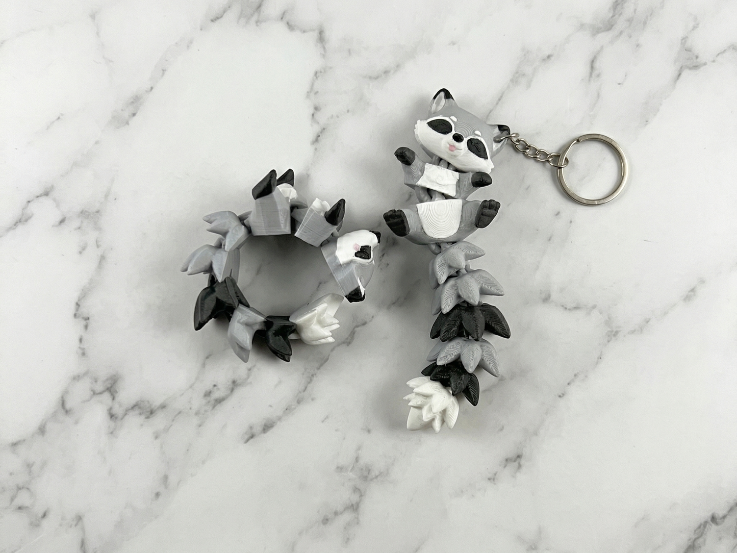 Porte-clé Raton laveur articulé 3D – Raccoon Kawaii Epoxy Kawaii