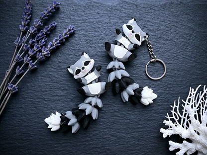 Porte-clé Raton laveur articulé 3D – Raccoon Kawaii Epoxy Kawaii