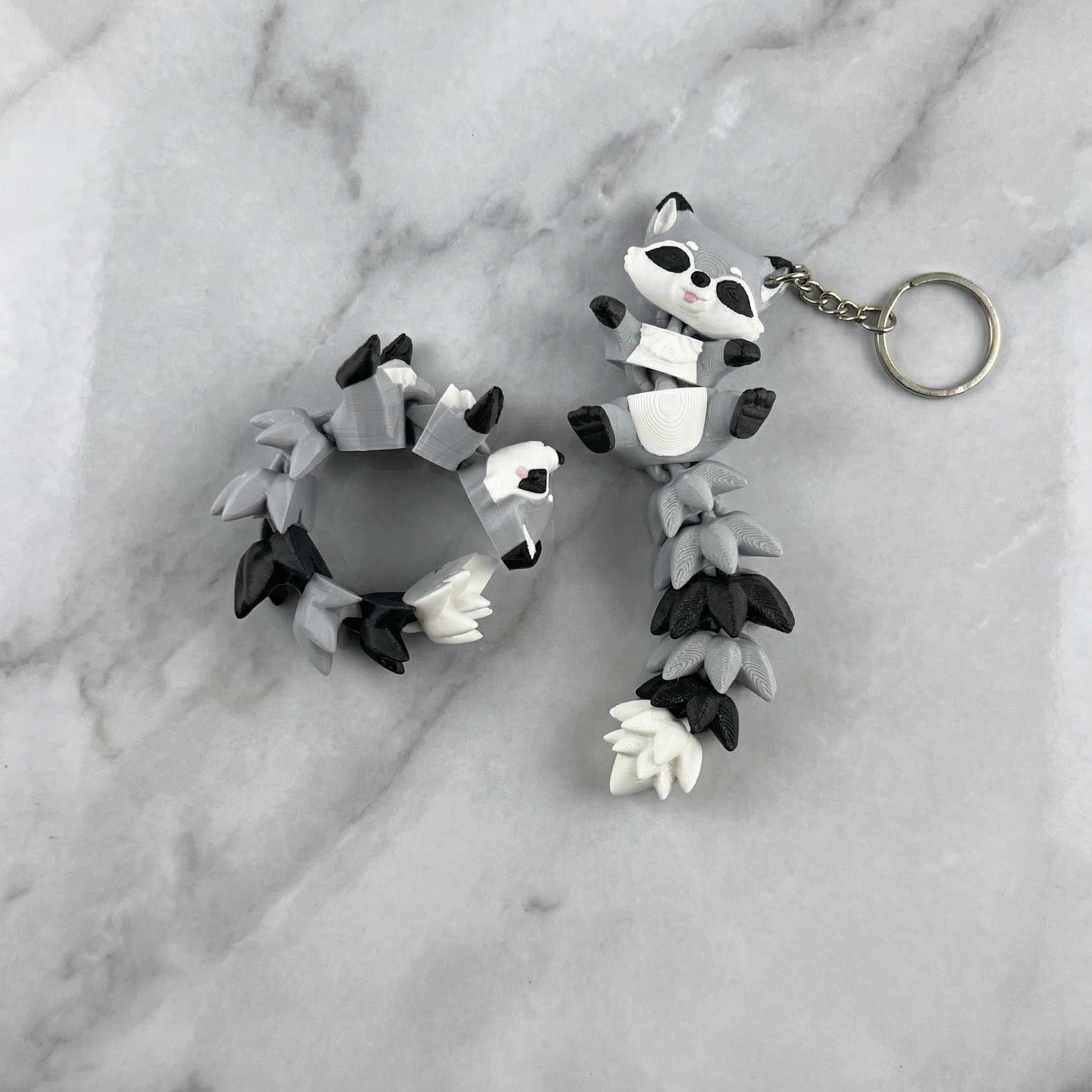 Porte-clé Raton laveur articulé 3D – Raccoon Kawaii Epoxy Kawaii