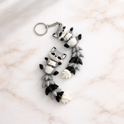 Porte-clé Raton laveur articulé 3D – Raccoon Kawaii Epoxy Kawaii
