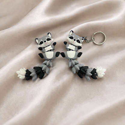 Porte-clé Raton laveur articulé 3D – Raccoon Kawaii Epoxy Kawaii