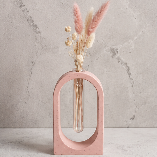 Soliflore arche personnalisable en jesmonite avec fleurs séchées