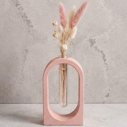 Soliflore arche personnalisable en jesmonite avec fleurs séchées