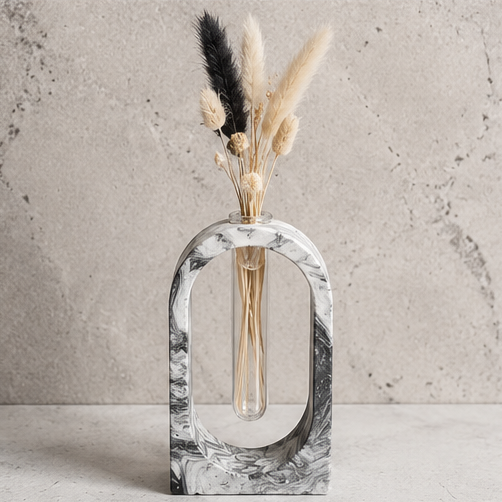 Soliflore arche personnalisable en jesmonite avec fleurs séchées
