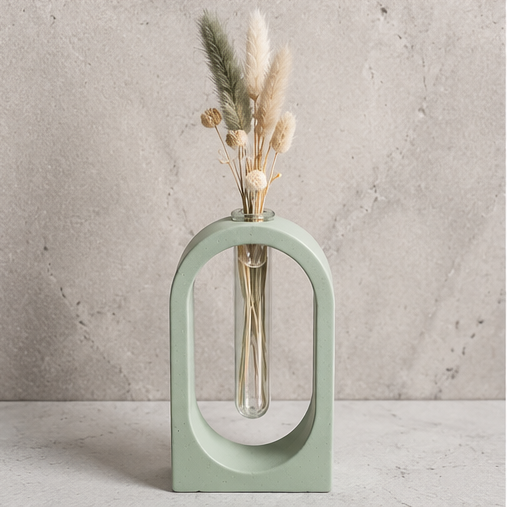 Soliflore arche personnalisable en jesmonite avec fleurs séchées