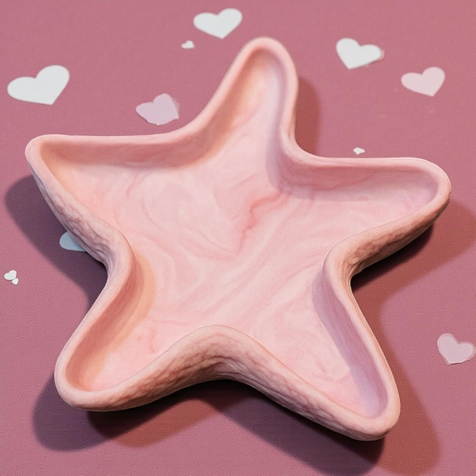Vide-poche artisanal en Jesmonite rose pastel effet marbré. Élégant, doux et unique. Fait main en France par Epoxy Kawaii.