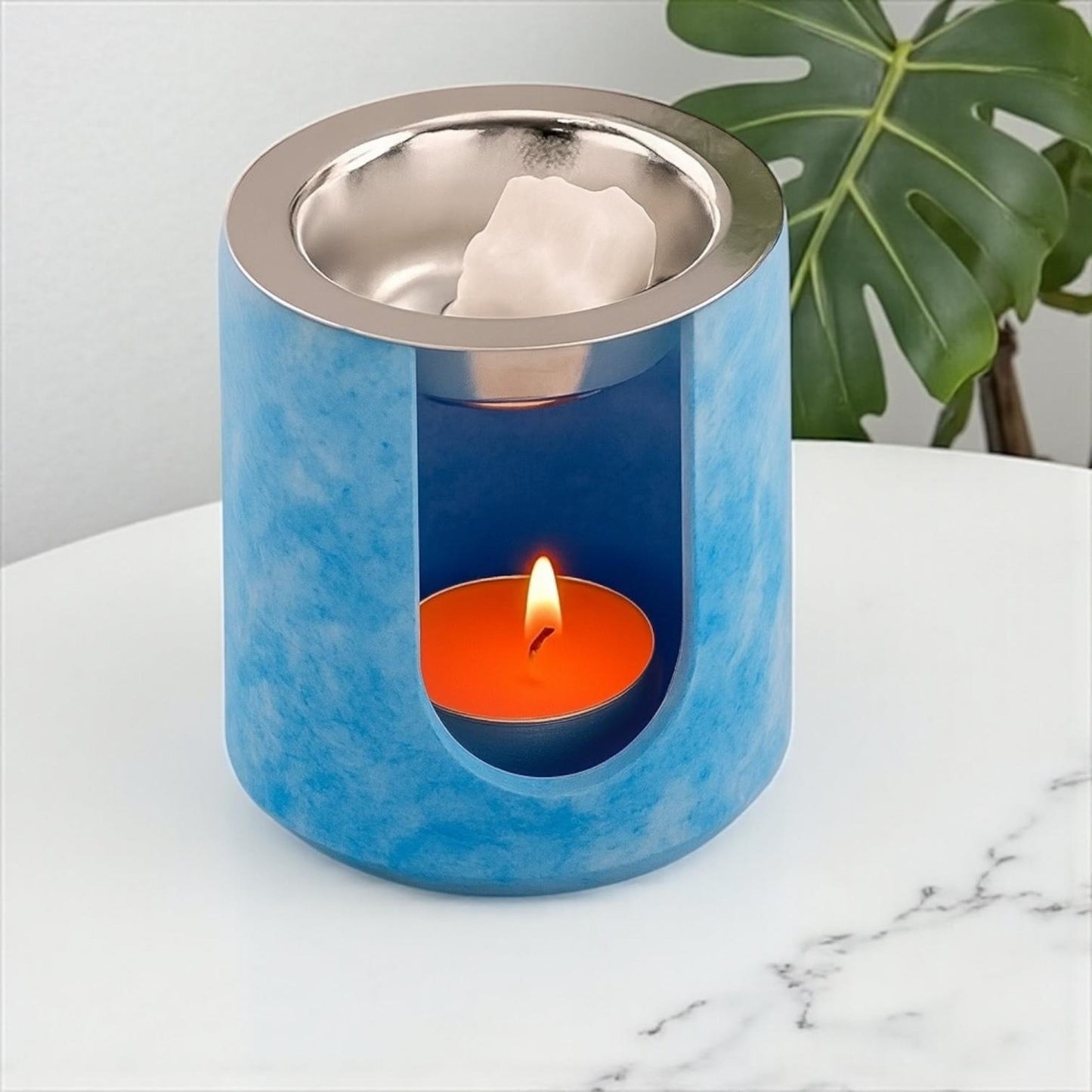 Brûleur à parfum bleu effet nuage 💙 – artisanat Epoxy Kawaii, ambiance paisible & parfumée.