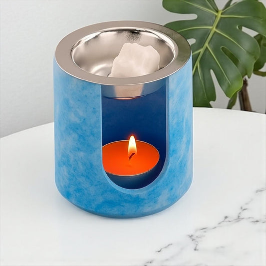 Brûleur à parfum bleu effet nuage 💙 – artisanat Epoxy Kawaii, ambiance paisible & parfumée.