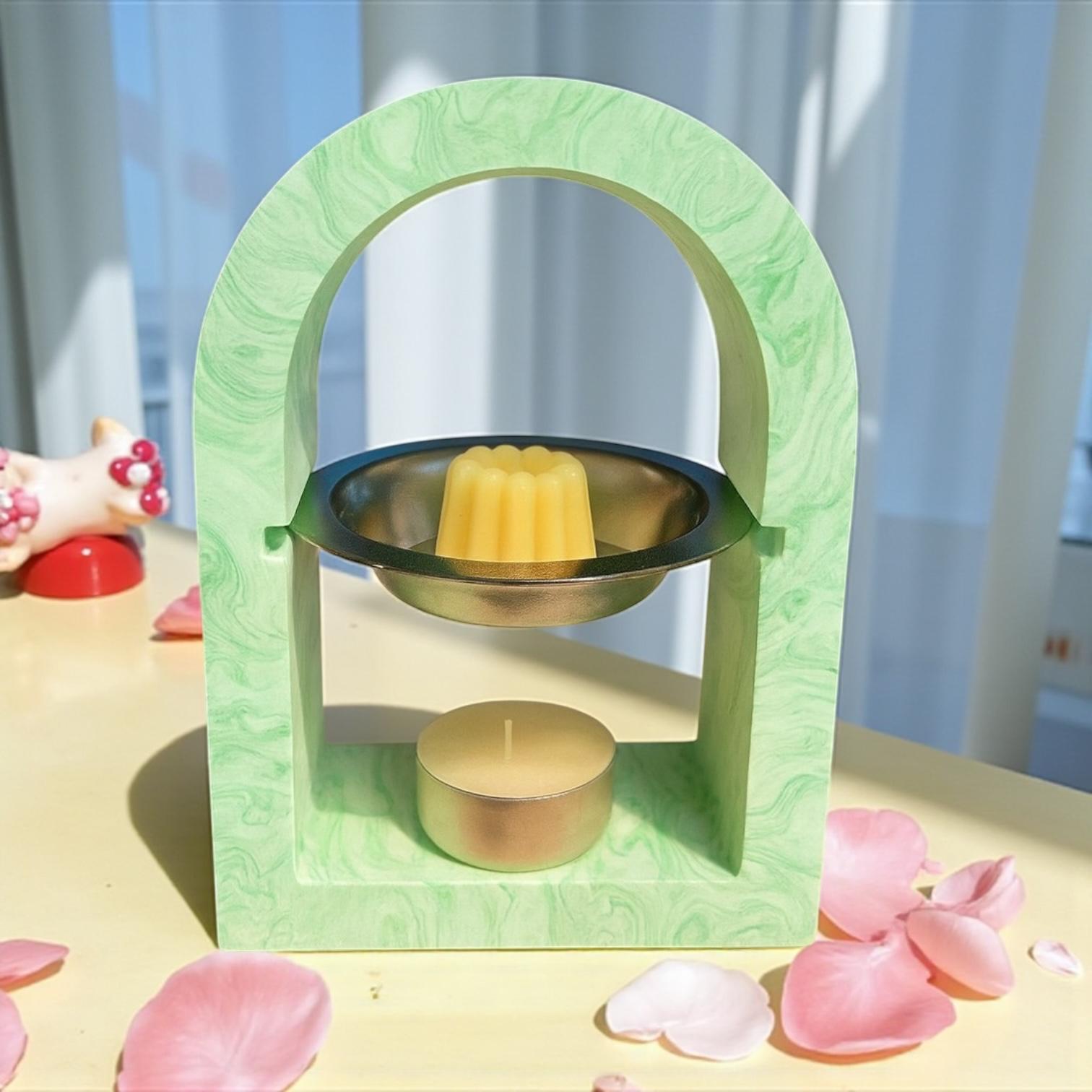 Brûleur à parfum vert marbré 🍃 – fait main, ambiance nature & détente.